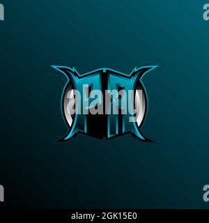 Anfängliches PR-Logo-Design, anfängliches PR-Logo-Design im Circle-Stil, Logo für Spiele, eSport, Community oder Unternehmen. Stock Vektor