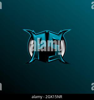 Anfängliches PS-Logo, anfängliches PS-Logo im Circle-Stil, Logo für Spiele, eSport, Community oder Unternehmen. Stock Vektor