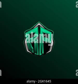 Anfängliches RP-Logo, anfängliches RP-Logo im Circle-Stil, Logo für Spiele, eSport, Community oder Unternehmen. Stock Vektor