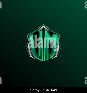 Ursprüngliches VM-Logo-Design, anfängliches VM-Logo-Design im Circle-Stil, Logo für Spiele, eSport, Community oder Unternehmen. Stock Vektor