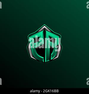 Anfängliches PR-Logo-Design, anfängliches Logo-Design im Circle-Stil, Logo für Spiele, eSport, Community oder Unternehmen. Stock Vektor