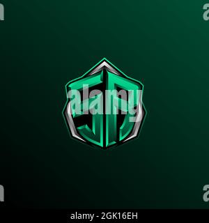 Ursprüngliches SR-Logo-Design, anfängliches SR-Logo-Design im Circle-Stil, Logo für Spiele, eSport, Community oder Unternehmen. Stock Vektor