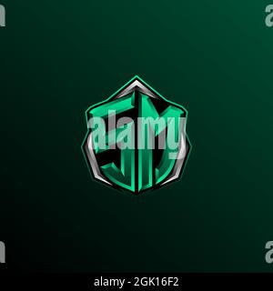 Anfängliches SM-Logo, anfängliches SM-Logo im Circle-Stil, Logo für Spiele, eSport, Community oder Unternehmen. Stock Vektor
