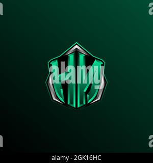 Ursprüngliches HN-Logo-Design, anfängliches HN-Logo-Design mit Circle-Stil, Logo für Spiele, eSport, Community oder Unternehmen. Stock Vektor