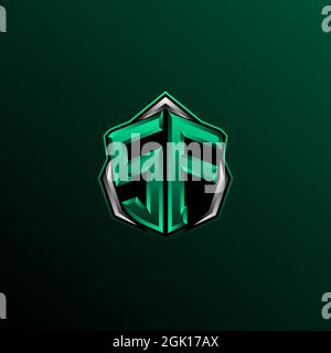 Anfängliches SF-Logo-Design, anfängliches SF-Logo-Design im Shield-Stil, Logo für Spiele, eSport, Community oder Unternehmen. Stock Vektor