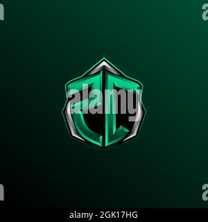 Ursprüngliches ZC-Logo-Design, anfängliches ZC-Logo-Design mit Shield-Stil, Logo für Spiele, eSport, Community oder Unternehmen. Stock Vektor