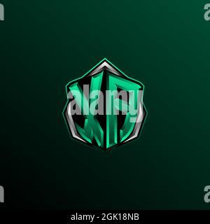 Ursprüngliches XA-Logo, anfängliches XA-Logo im Shield-Stil, Logo für Spiele, eSport, Community oder Unternehmen. Stock Vektor