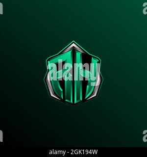 Ursprüngliches RH-Logo, ursprüngliches HR-Logo im Shield-Stil, Logo für Spiele, eSport, Community oder Unternehmen. Stock Vektor