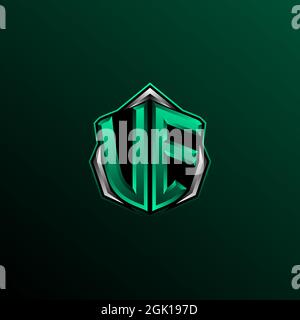Ursprüngliches VE-Logo, ursprüngliches VE-Logo im Shield-Stil, Logo für Spiele, eSport, Community oder Unternehmen. Stock Vektor