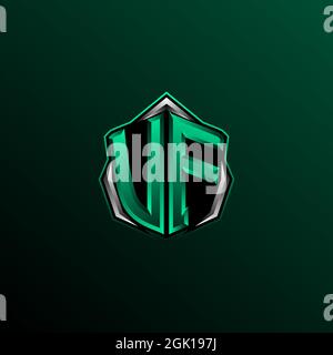 Anfängliches VF-Logo, anfängliches VF-Logo im Shield-Stil, Logo für Spiele, eSport, Community oder Unternehmen. Stock Vektor