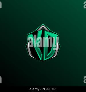 Erstes YD-Logo-Design, erstes YD-Logo-Design im Shield-Stil, Logo für Spiele, eSport, Community oder Unternehmen. Stock Vektor