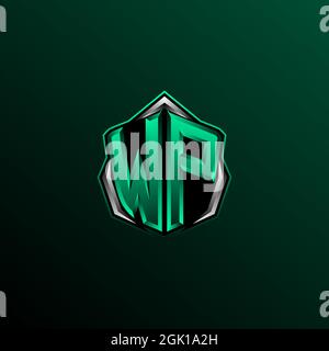 Ursprüngliches WP-Logo, anfängliches WP-Logo im Shield-Stil, Logo für Spiele, eSport, Community oder Unternehmen. Stock Vektor