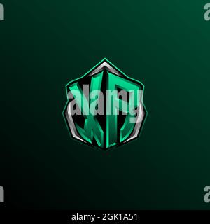 Anfängliches XR-Logo, anfängliches XR-Logo im Shield-Stil, Logo für Spiele, eSport, Community oder Unternehmen. Stock Vektor