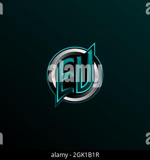 Ursprüngliches EU-Logo-Design, ursprüngliches EU-Logo-Design mit Circle-Stil, Logo für Spiele, eSport, Community oder Unternehmen. Stock Vektor