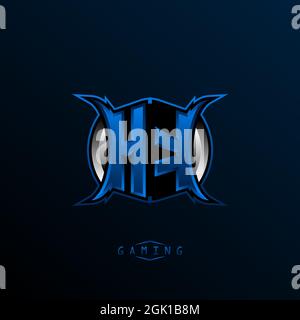 Anfängliches HK-Logo, anfängliches HK-Logo mit Cool-Style, Logo für Spiele, eSport, erste Spiele, Community oder Unternehmen. Stock Vektor