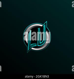 Anfängliches LU-Logo, anfängliches LV-Logo im Circle-Stil, Logo für Spiele, eSport, Community oder Unternehmen. Stock Vektor