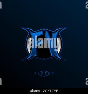 Anfängliches FV-Logo-Design, anfängliches FV-Logo-Design mit Cool-Style, Logo für Spiele, eSport, erste Spiele, Community oder Unternehmen. Stock Vektor