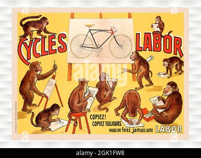 Klicken Sie auf Vintage Französisch Fahrrad Poster - Cycles Labor, 1900s Stockfoto