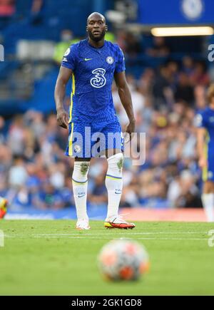 London, Großbritannien. September 2021. 11. September 2021 - Chelsea gegen Aston Villa -die Premier League Romelu Lukaku während des Spiels der Premier League gegen Aston Villa. Bildnachweis : © Mark Pain / Alamy Live News Stockfoto