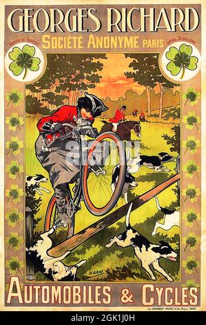 Klicken Sie auf Vintage French Fahrrad Poster - Georges Richard Automobiles & Cycles, 1930er Jahre Stockfoto