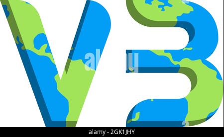 Erstes VB-Logo-Design mit World Map-Stil, Logo-Business-Branding. Stock Vektor