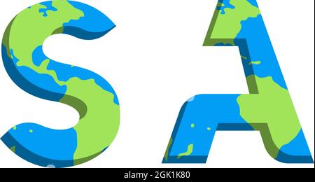 Anfängliches SA-Logo mit World Map-Stil, Logo-Branding für Unternehmen. Stock Vektor