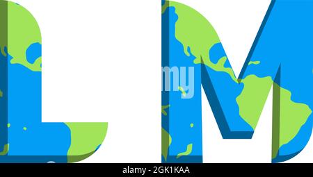 Erstes LM-Logo mit World Map-Stil, Logo-Branding. Stock Vektor