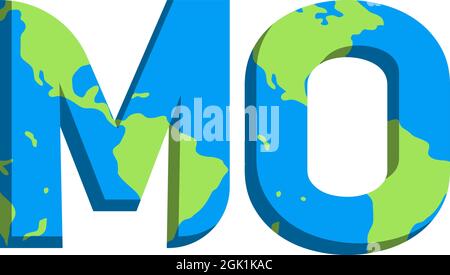 Ursprüngliches MO-Logo mit World Map-Stil, Logo-Business-Branding. Stock Vektor