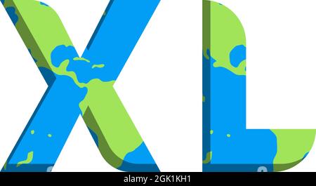 Ursprüngliches XL-Logo mit World Map-Stil, Logo-Branding für Unternehmen. Stock Vektor