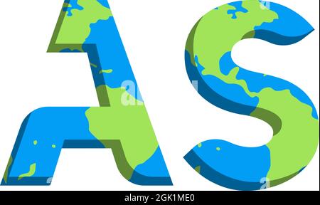 Initial ALS Logo-Design mit World Map-Stil, Logo-Business-Branding. Stock Vektor