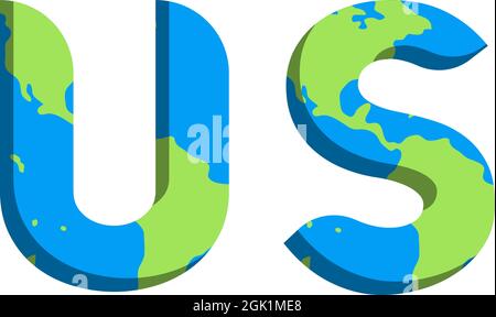 Ursprüngliches US-Logo mit World Map-Stil, Logo-Business-Branding. Stock Vektor