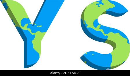 Erstes YS-Logo mit World Map-Stil, Logo-Branding. Stock Vektor