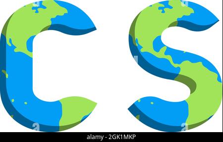 Ursprüngliches CS-Logo mit World Map-Stil, Logo-Business-Branding. Stock Vektor