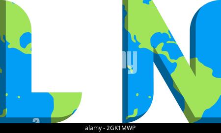 Anfängliches LN-Logo mit World Map-Stil, Logo-Branding für Unternehmen. Stock Vektor