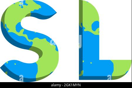 Ursprüngliches SL-Logo mit World Map-Stil, Logo-Business-Branding. Stock Vektor