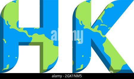 Ursprüngliches HK-Logo mit World Map-Stil, Logo-Business-Branding. Stock Vektor