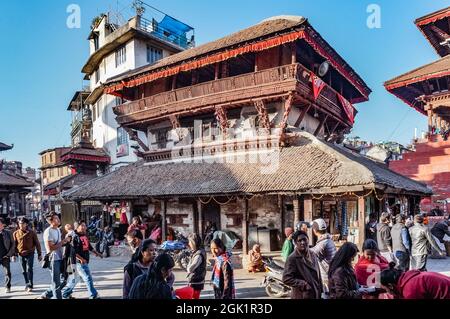 Lakshmi Narayan Tempel (auch bekannt als Garud Narayan Tempel) auf dem Kathmandu Durbar Platz, vor dem Erdbeben in Nepal im April 2015 Stockfoto