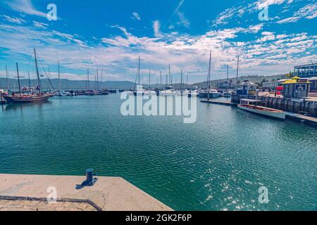 Knysna Waterfront von Knysna an der Garden Route in Westkap Südafrika. Stockfoto