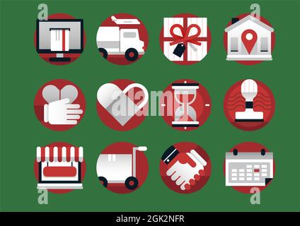 E-Commerce-Shopping-Symbole Stock Vektor