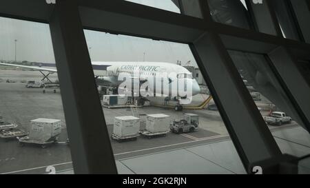 Abflughalle des Cathay Pacific Air Terminals am Bangkok Thailand Suvarnabhumi Airport Stockfoto