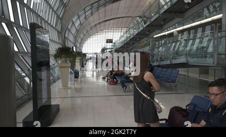 Abflughalle des Cathay Pacific Air Terminals am Bangkok Thailand Suvarnabhumi Airport Stockfoto