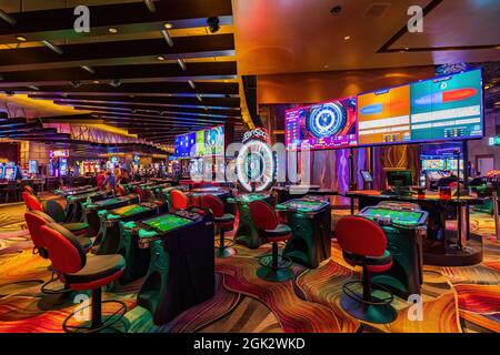 Las Vegas, SEP 9, 2021 - Innenansicht des Aria Resorts Stockfoto