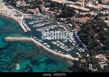 FRANCE VAR (83): SAINT-CYR-SUR-MER, HAFEN VON 'LA MADRAGUE' Stockfoto