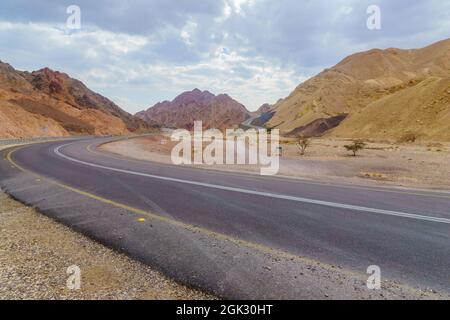 Blick auf den Nahal Shlomo (Wüstental). Eilat-Gebirge, Südisraelisch Stockfoto