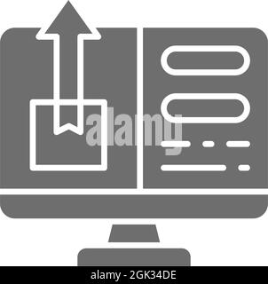Konto mit Paketverfolgung, graues Symbol für schnelle Lieferung. Stock Vektor