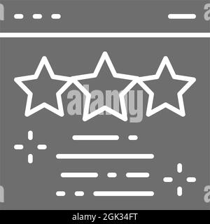 Webseite mit Sternen, Feedback, Bewertung, Zertifikat, Belohnung, Markiert ein graues Symbol. Stock Vektor