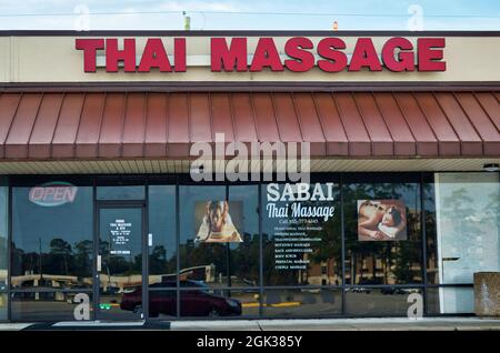 Houston Texas USA 11 20 2019 Thai Massage Salon Schaufenster in