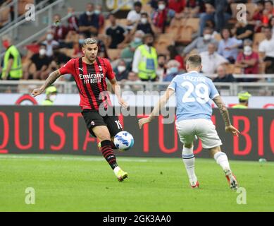 Mailand, Italien. September 2021. Mailand 12-09-2021 Stadio Giuseppe Meazza Campionato Serie A Tim 2021/22 Mailand - Lazio nella foto: Theo Hernandez Difensore / Defender AC Mailand foto Antonio Saia -Kines Milano Credit: Christian Santi/Alamy Live News Stockfoto