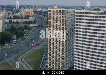 Die Höfe Minsks von oben. Hauptstadt von Weißrussland Stockfoto