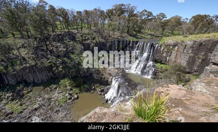 Weite Sicht auf die oberen ebor-Wasserfälle bei ebor in NSW Stockfoto